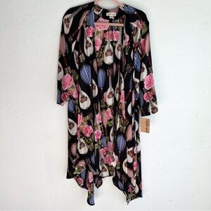 Cousin Earl Statement Duster / Kimono Roses & Instruments NWT M/L Boho Festival